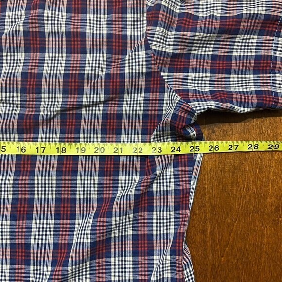 Wrangler Western Pearl Snap Plaid Red Blue Short Sleeve Shirt Men's Size XL - Picture 6 of 7